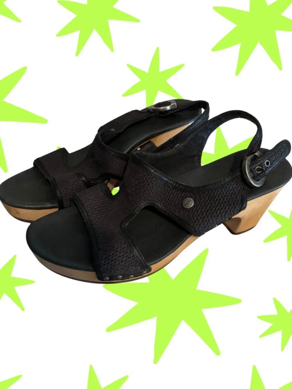 UGG Lomita wooden platform heel sandals 8
